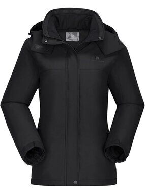 〽️Women's Black Winter Ski Snow Coat Warm Fleece Mountain Waterproof Jackets